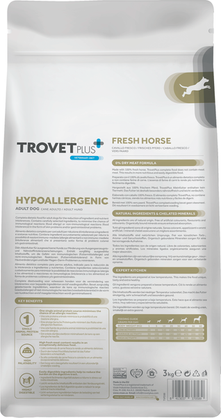 Изображение товара Сухой корм для собак Trovet Plus Adult Dog Hypoallergenic Fresh Horse (10кг)