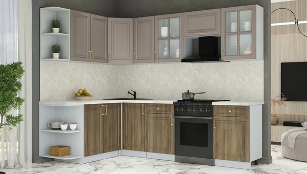 Изображение товара Кухонный гарнитур Интерлиния Мила Шато 1.7x2.6 LV (луна/дуб вотан/опал светлый)