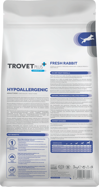 Изображение товара Сухой корм для собак Trovet Plus Adult Dog Hypoallergenic Fresh Rabbit (10кг)
