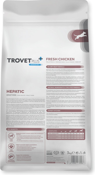 Изображение товара Сухой корм для собак Trovet Plus Adult Dog Hepatic Fresh Chicken (3кг)