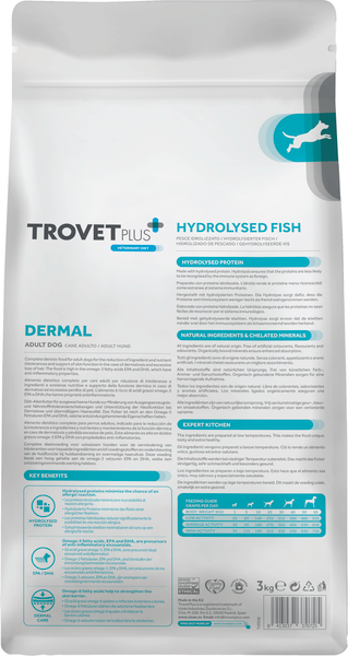 Изображение товара Сухой корм для собак Trovet Plus Adult Dog Dermal Hydrolised Fresh Fish (3кг)