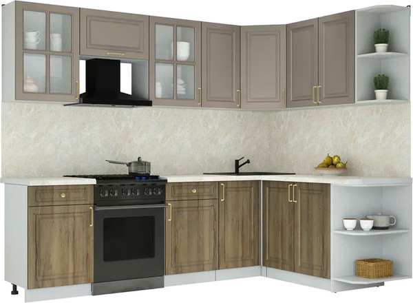 Изображение товара Кухонный гарнитур Интерлиния Мила Шато 1.7x2.6 PR (луна/дуб вотан/опал светлый)