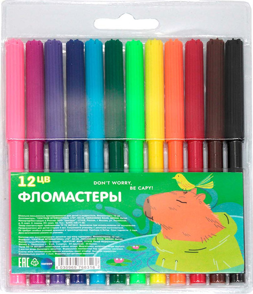 Изображение товара Фломастеры Centrum Капибара на водной основе / 76603 (12цв)