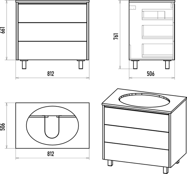 Изображение товара Тумба под умывальник Brevita Elche 80 / ELC-0080-0302Я (серый кашемир)