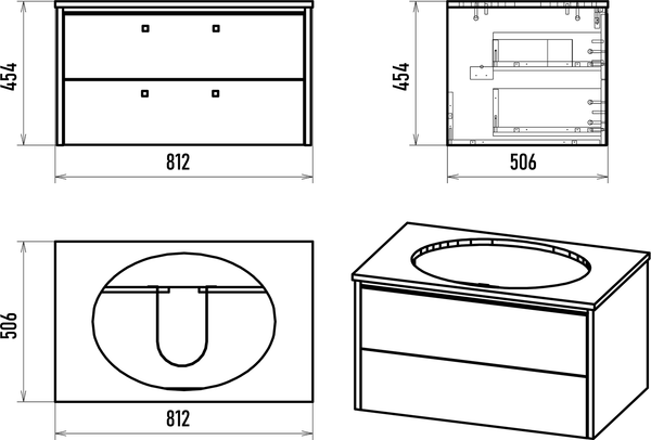 Изображение товара Тумба под умывальник Brevita Elche 80 / ELC-01080-0502Я (серый кашемир)
