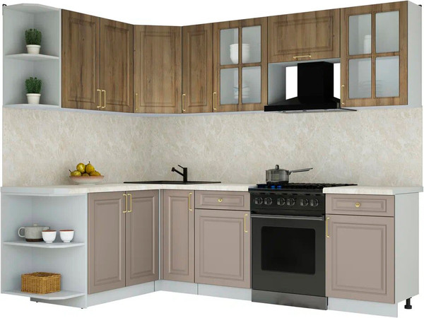 Изображение товара Кухонный гарнитур Интерлиния Мила Шато 1.7x2.5 LV (дуб вотан/луна/опал светлый)