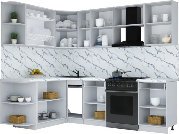 Изображение товара Кухонный гарнитур Интерлиния Мила Шато 1.7x2.5 LV (дуб вотан/луна/опал светлый)