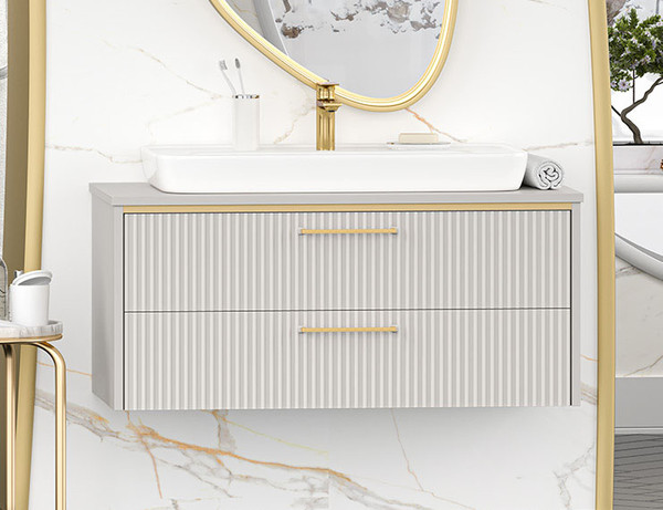 Изображение товара Тумба под умывальник Brevita Elche 100 / ELC-01100-0502Я (серый кашемир)