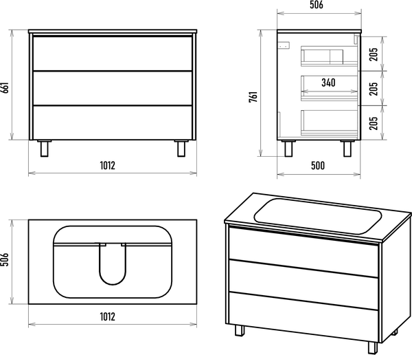 Изображение товара Тумба под умывальник Brevita Elche 100 / ELC-0100-0302Я (серый кашемир)