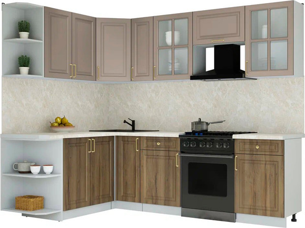 Изображение товара Кухонный гарнитур Интерлиния Мила Шато 1.7x2.5 LV (луна/дуб вотан/опал светлый)