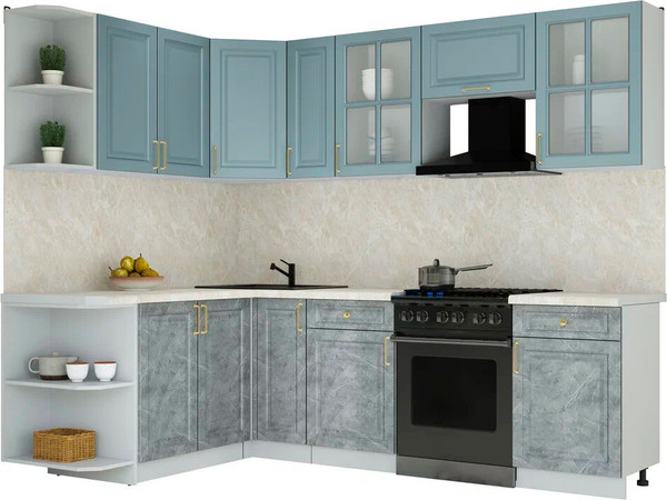 Изображение товара Кухонный гарнитур Интерлиния Мила Шато 1.7x2.5 LV (океан/керамика/опал светлый)