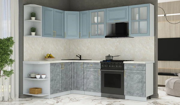 Изображение товара Кухонный гарнитур Интерлиния Мила Шато 1.7x2.5 LV (океан/керамика/опал светлый)