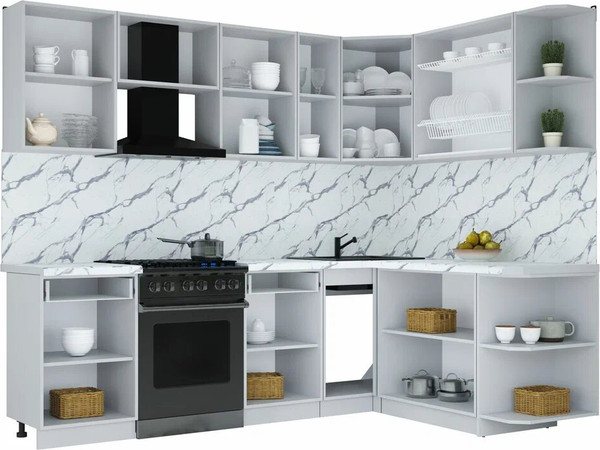 Изображение товара Кухонный гарнитур Интерлиния Мила Шато 1.7x2.5 PR (дуб вотан/луна/опал светлый)