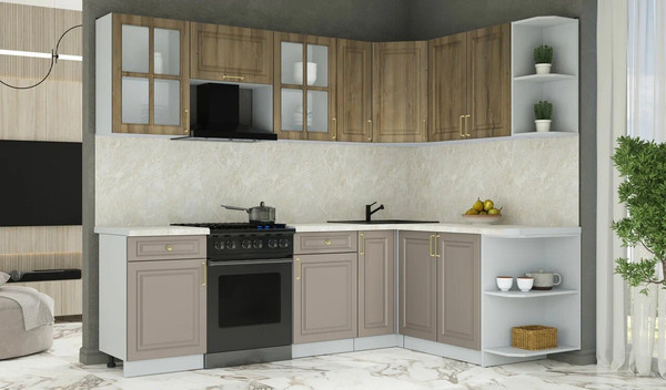 Изображение товара Кухонный гарнитур Интерлиния Мила Шато 1.7x2.5 PR (дуб вотан/луна/опал светлый)