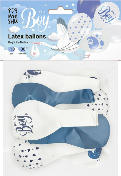 Изображение товара Набор воздушных шаров Meshu It's Boy М12/30см / MS_63403 (10шт, ассорти)