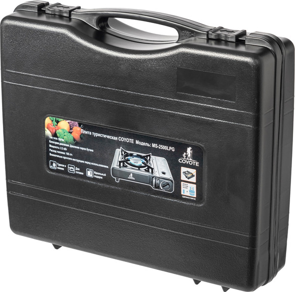 Изображение товара Плита туристическая Coyote MS-2500LPG B (черный полуглянцевый, с газовым баллоном)