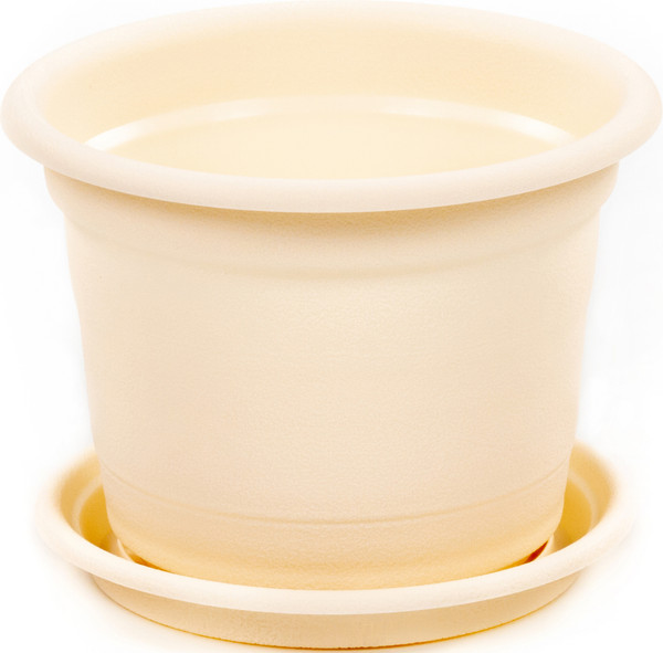 Изображение товара Кашпо Полесье Ксения №4 с поддонником / 07374 (1.25л, кремовый)