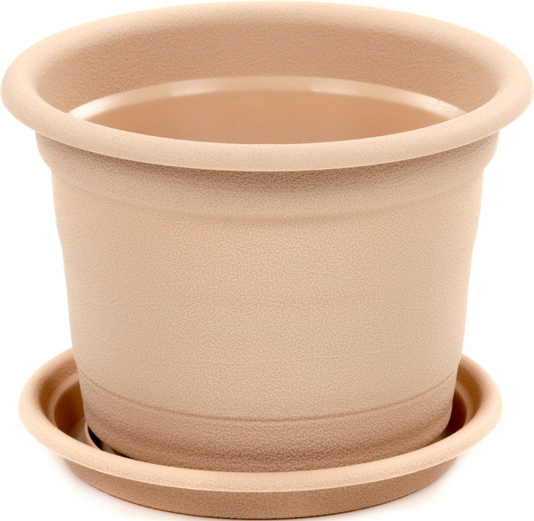 Изображение товара Кашпо Полесье Ксения №4 с поддонником / 07381 (1.25л, молочно-кофейный)