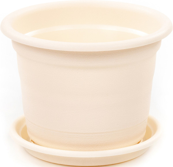 Изображение товара Кашпо Полесье Ксения №5 с поддонником / 07404 (2л, кремовый)