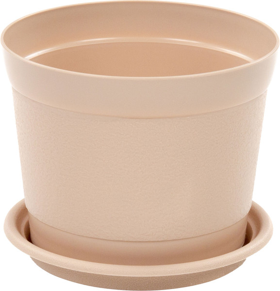 Изображение товара Вазон Полесье Жасмин с поддонником / 07251 (2л, молочно-кофейный)