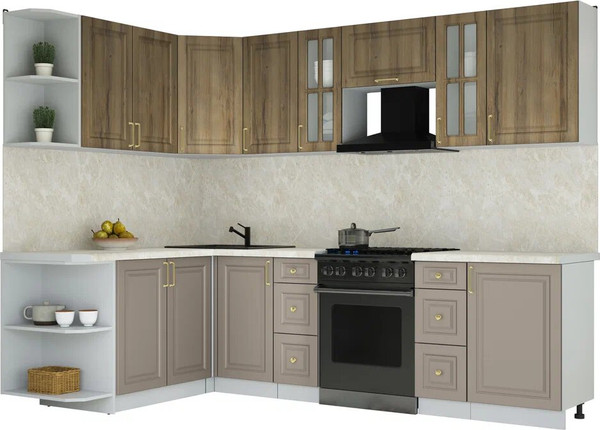 Изображение товара Кухонный гарнитур Интерлиния Мила Шато 1.7x2.7 LV (дуб вотан/луна/опал светлый)