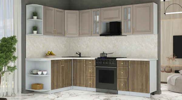 Изображение товара Кухонный гарнитур Интерлиния Мила Шато 1.7x2.7 LV (луна/дуб вотан/опал светлый)