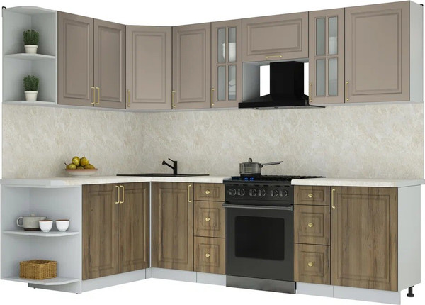 Изображение товара Кухонный гарнитур Интерлиния Мила Шато 1.7x2.7 LV (луна/дуб вотан/опал светлый)