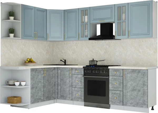 Изображение товара Кухонный гарнитур Интерлиния Мила Шато 1.7x2.7 LV (океан/керамика/опал светлый)