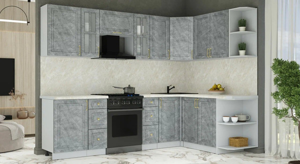 Изображение товара Кухонный гарнитур Интерлиния Мила Шато 1.7x2.7 PR (керамика/керамика/опал светлый)