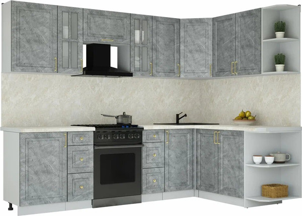 Изображение товара Кухонный гарнитур Интерлиния Мила Шато 1.7x2.7 PR (керамика/керамика/опал светлый)