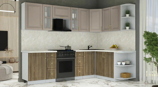 Изображение товара Кухонный гарнитур Интерлиния Мила Шато 1.7x2.7 PR (луна/дуб вотан/опал светлый)