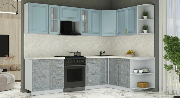 Изображение товара Кухонный гарнитур Интерлиния Мила Шато 1.7x2.7 PR (океан/керамика/опал светлый)