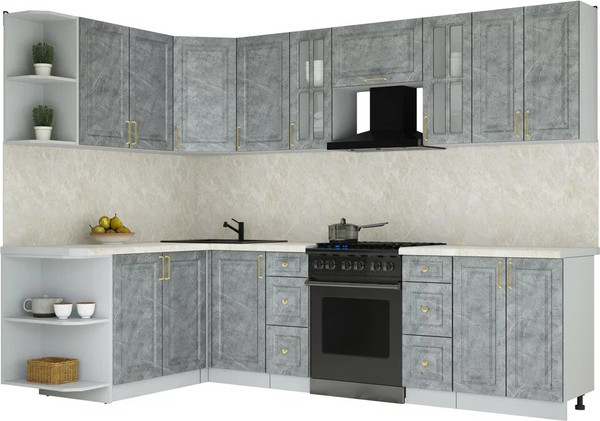 Изображение товара Кухонный гарнитур Интерлиния Мила Шато 1.7x2.8 LV (керамика/керамика/опал светлый)