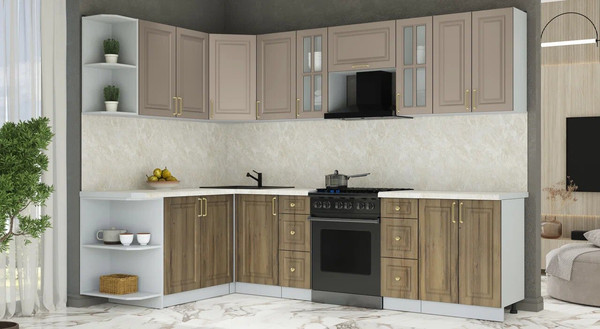 Изображение товара Кухонный гарнитур Интерлиния Мила Шато 1.7x2.8 LV (луна/дуб вотан/опал светлый)