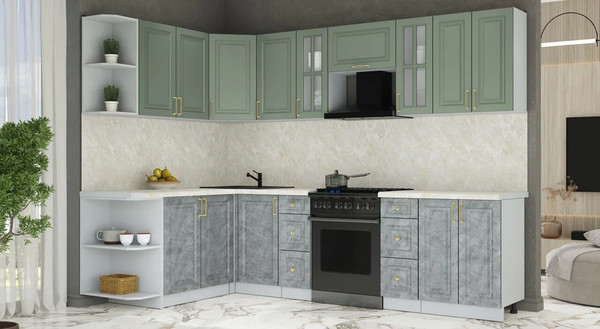 Изображение товара Кухонный гарнитур Интерлиния Мила Шато 1.7x2.8 LV (мята/керамика/опал светлый)