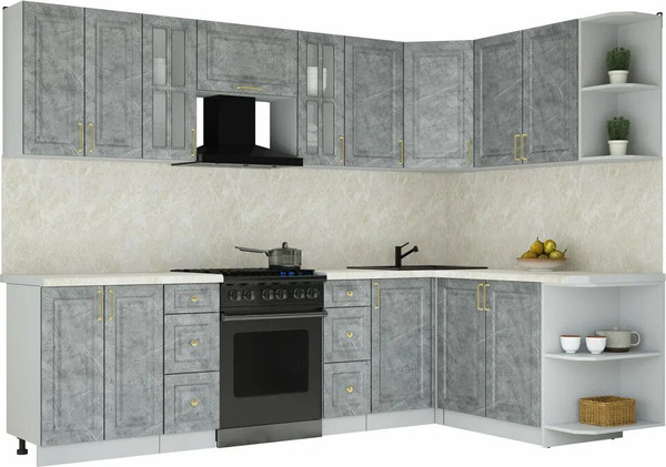 Изображение товара Кухонный гарнитур Интерлиния Мила Шато 1.7x2.8 PR (керамика/керамика/опал светлый)