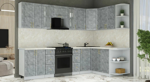 Изображение товара Кухонный гарнитур Интерлиния Мила Шато 1.7x2.8 PR (керамика/керамика/опал светлый)