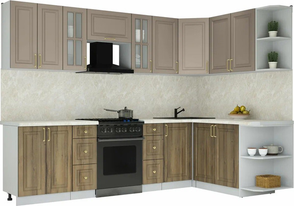 Изображение товара Кухонный гарнитур Интерлиния Мила Шато 1.7x2.8 PR (луна/дуб вотан/опал светлый)