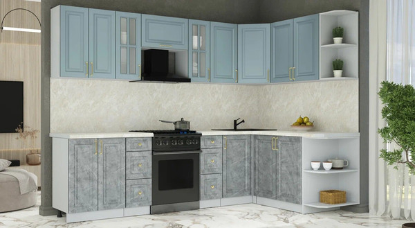 Изображение товара Кухонный гарнитур Интерлиния Мила Шато 1.7x2.8 PR (океан/керамика/опал светлый)