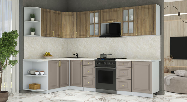 Изображение товара Кухонный гарнитур Интерлиния Мила Шато 1.7x2.9 LV (дуб вотан/луна/опал светлый)