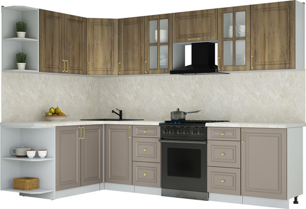 Изображение товара Кухонный гарнитур Интерлиния Мила Шато 1.7x2.9 LV (дуб вотан/луна/опал светлый)