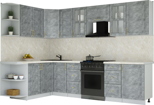 Изображение товара Кухонный гарнитур Интерлиния Мила Шато 1.7x2.9 LV (керамика/керамика/опал светлый)