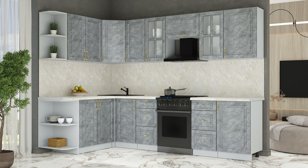 Изображение товара Кухонный гарнитур Интерлиния Мила Шато 1.7x2.9 LV (керамика/керамика/опал светлый)