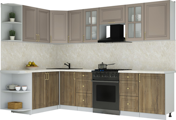 Изображение товара Кухонный гарнитур Интерлиния Мила Шато 1.7x2.9 LV (луна/дуб вотан/опал светлый)