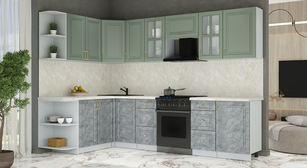 Изображение товара Кухонный гарнитур Интерлиния Мила Шато 1.7x2.9 LV (мята/керамика/опал светлый)