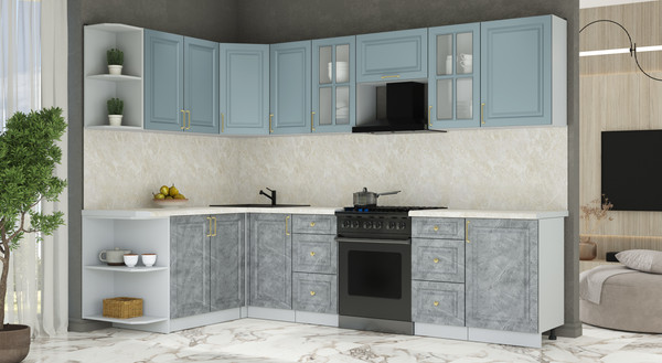 Изображение товара Кухонный гарнитур Интерлиния Мила Шато 1.7x2.9 LV (океан/керамика/опал светлый)