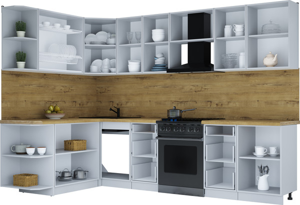 Изображение товара Кухонный гарнитур Интерлиния Мила Шато 1.7x2.9 LV (океан/керамика/опал светлый)