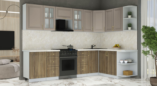 Изображение товара Кухонный гарнитур Интерлиния Мила Шато 1.7x2.9 PR (луна/дуб вотан/опал светлый)