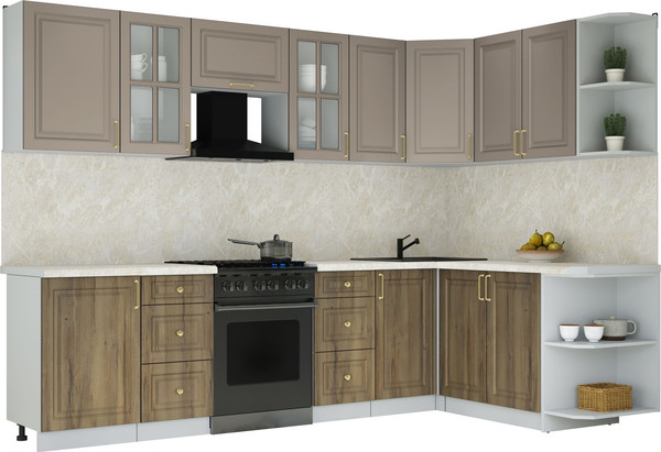 Изображение товара Кухонный гарнитур Интерлиния Мила Шато 1.7x2.9 PR (луна/дуб вотан/опал светлый)