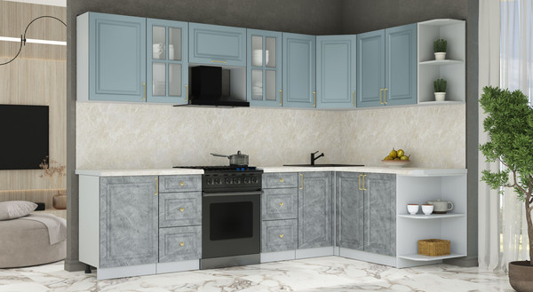 Изображение товара Кухонный гарнитур Интерлиния Мила Шато 1.7x2.9 PR (океан/керамика/опал светлый)